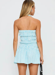 Honeybun Halter Mini Dress Blue Multi