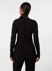 Ribbed Button Front Top