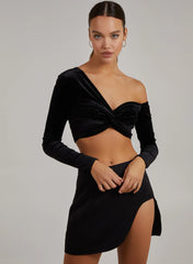 Velvet Twist Front One Shoulder Top