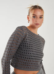 Metallic Long Sleeve Crochet Top