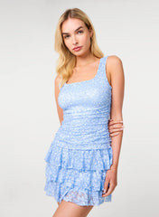 Printed Lace Square Neck Dress