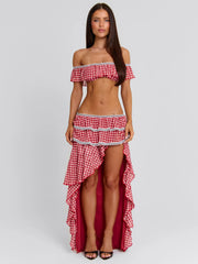 BETTY MAXI SKIRT RED GINGHAM