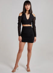 Ruched Mesh Halterneck Top