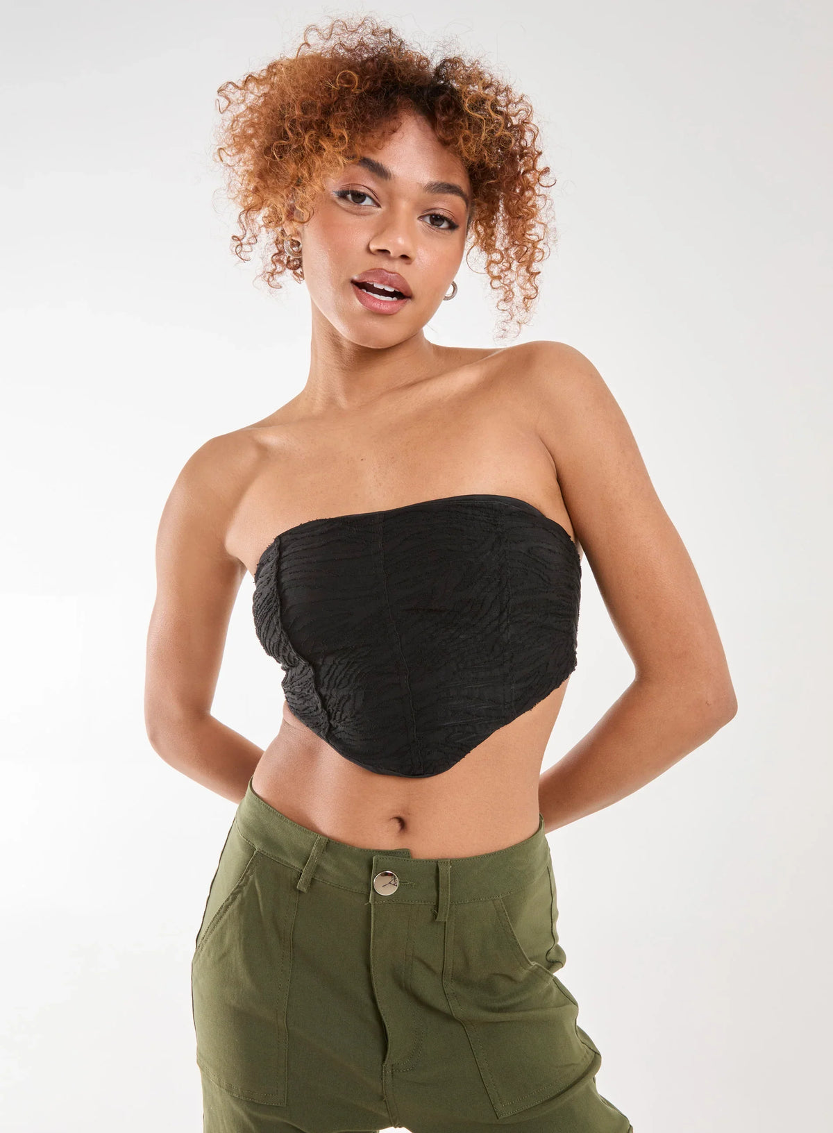 Tiger Print Textured Corset Top