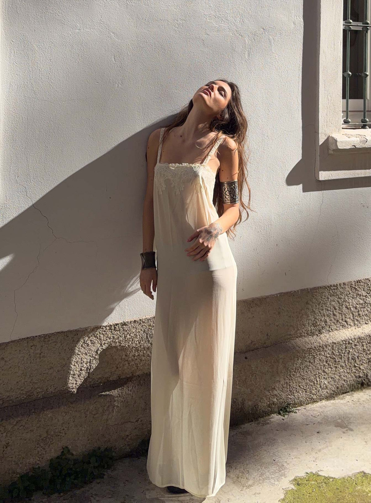 Glacial Sheer Maxi Dress Butter
