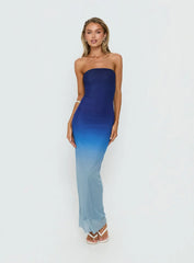 Stolen Love Strapless Maxi Dress Blue Ombre