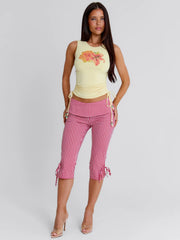 LENNIX CAPRI PANT RED GINGHAM