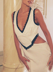 Keila Lace Trim Maxi Dress Cream / Black