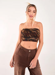 Mesh Animal Print Bandeau Top