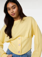 Button Front Corset Sweatshirt