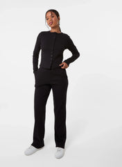 Ribbed Button Front Top
