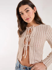 Tie Crinkle Cardigan