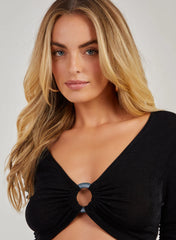 Shimmer Ruched Ring Detail Top