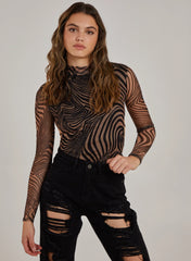 Zebra Swirl Backless Bodysuit