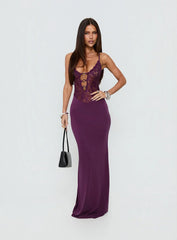 Totema Lace Halter Maxi Dress Purple