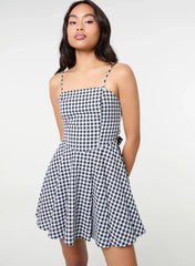 Bow Back Gingham Mini Dress