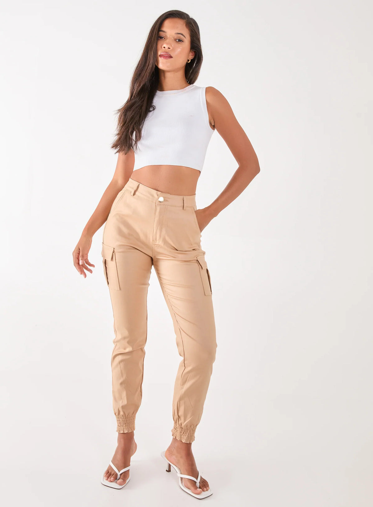 PU Cuffed Cargo Trousers