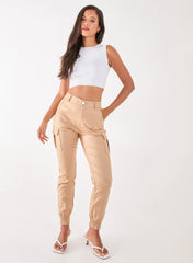 PU Cuffed Cargo Trousers
