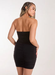 Ruffle Front Slinky Mini Dress