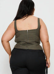 Nylen Tailored Suiting Top Brown Pinstripe Curve