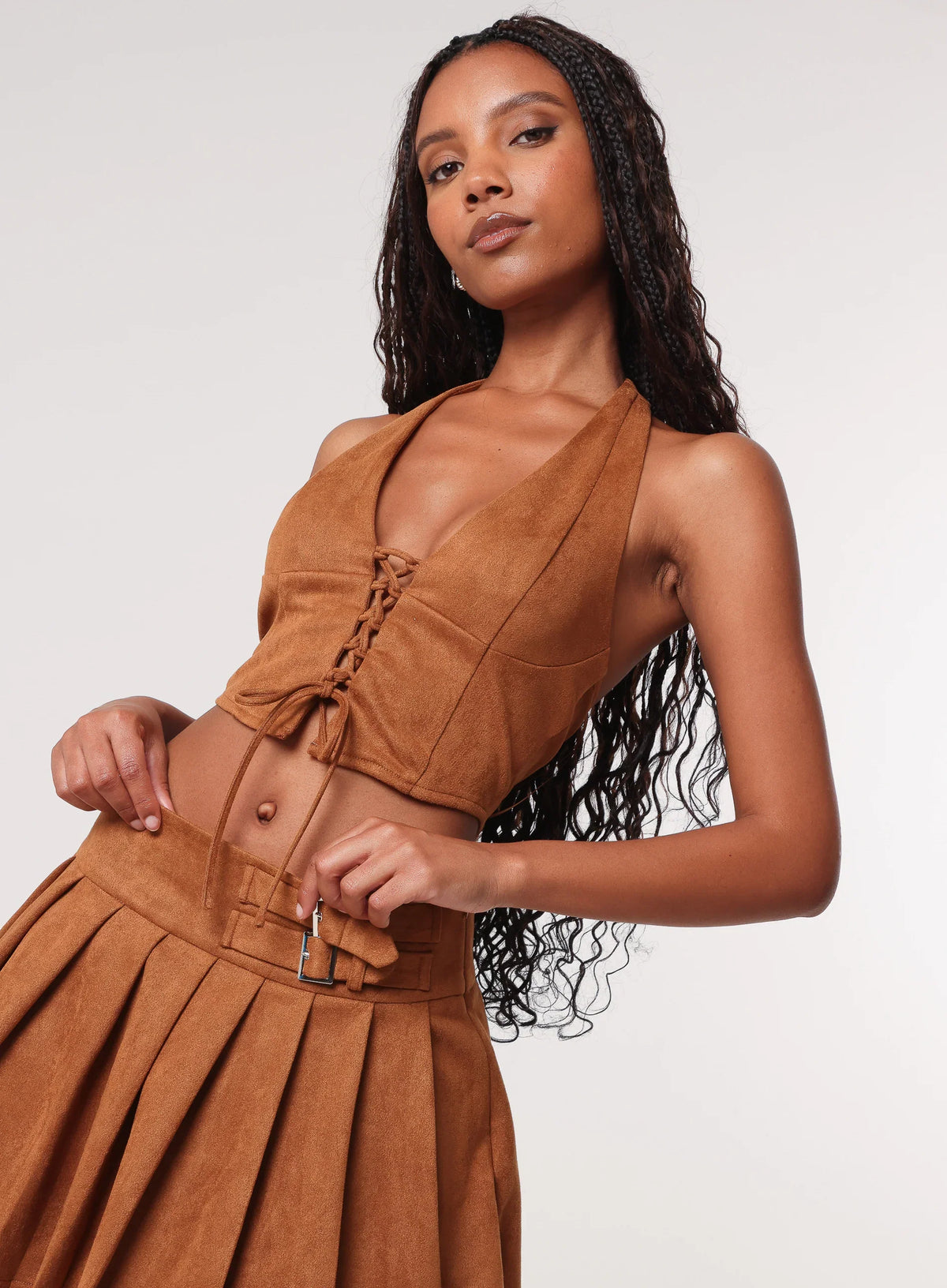 Suedette Lace Halterneck Top