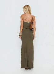 Erita Strapless Maxi Dress Kahki