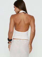 Esperia Halter Cowl Neck Top White