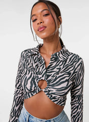 Zebra Print Collared Top