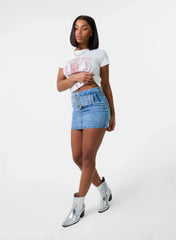 Denim Belted Mini Skirt