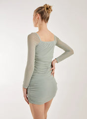 Mesh Sleeves Mini Dress