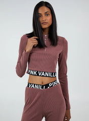 Long Sleeve Ribbed Logo Top