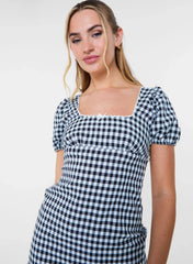 Gingham Puff Sleeve Mini Dress