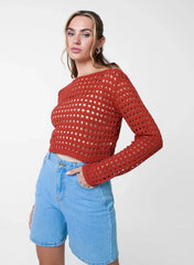 Long Sleeve Crochet Top