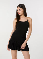Slinky Ruched Bubble Hem Mini Dress