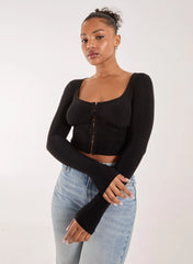Hook and Eye Long Sleeve Top
