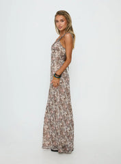 Baley Bias Cut Frill Maxi Dress Paisley