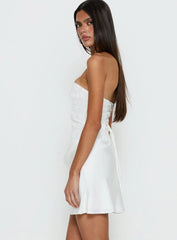 Jenevieve Strapless Drape Mini Dress White