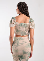 Tie Dye Puff Sleeve Butterfly Top