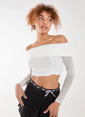 Bardot Mesh Long Sleeve Top