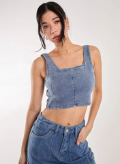 Denim Cropped Corset Top