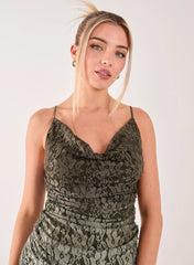Lace Cowl Ombre Mini Dress