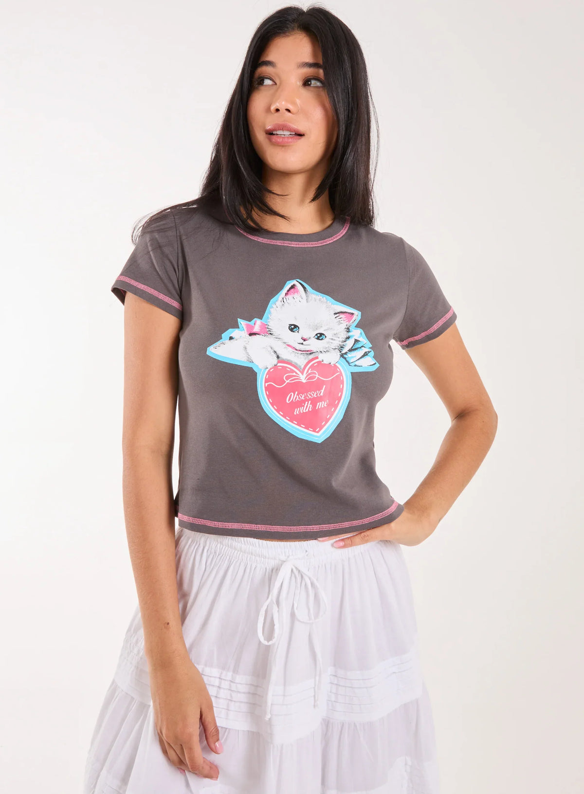 Kitten Print Baby Tee