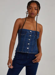 Bandeau Button Up Denim Corset Top