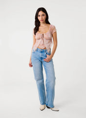 Short Sleeve Mesh Butterfly Top