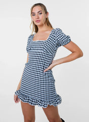 Gingham Puff Sleeve Mini Dress
