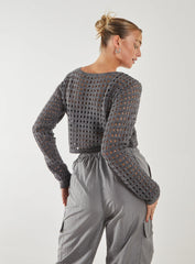 Metallic Long Sleeve Crochet Top