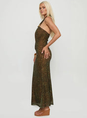 Carmelita Cut Out Halter Maxi Dress Brown