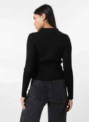 Long Sleeve Zip Up Ribbed Top