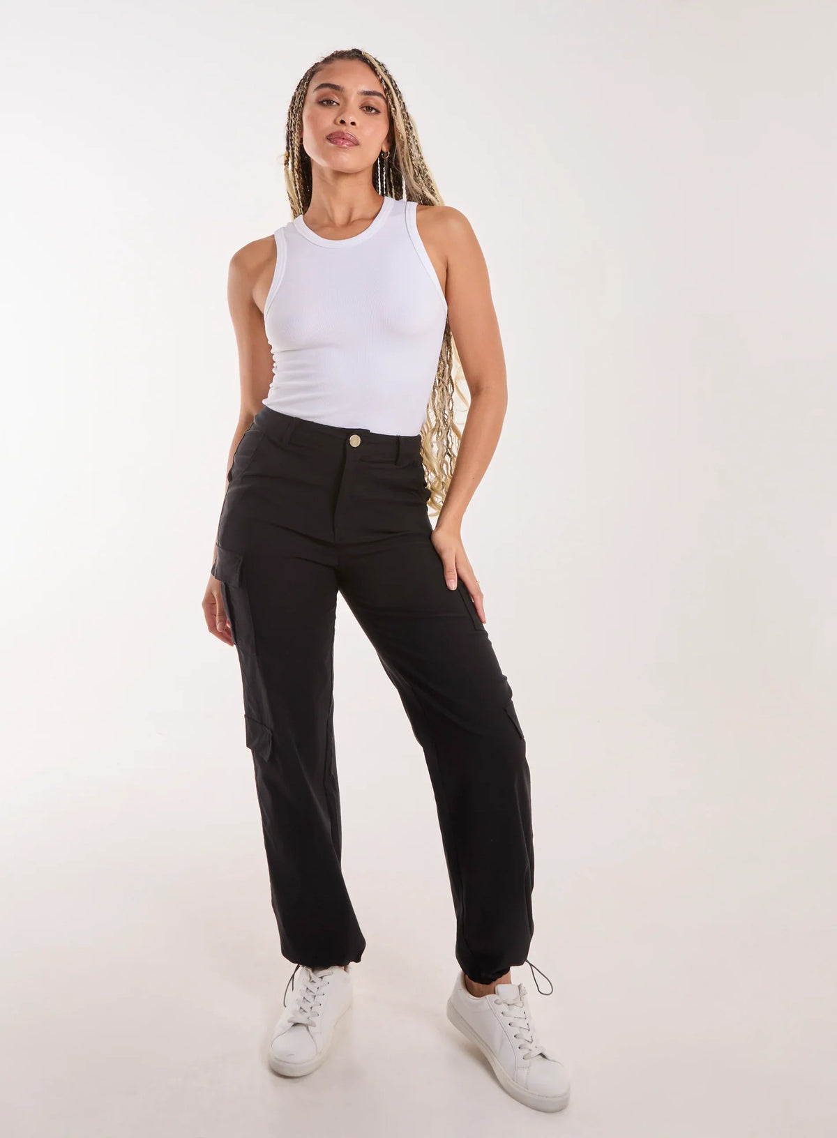 Pocket Detail Wide Leg Cargo Pants