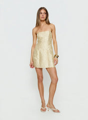 Cross Your Heart Strapless Mini Dress Lemon